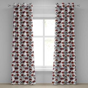 Занавеска с люверсами Abakuhaus Skull Rose 2 шт, 280x225x0,5 см, серый