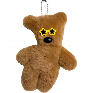 Милый плюшевый брелок с медвежонком с кривой головкой высота 14,5 см ROUERXIONG, желтый