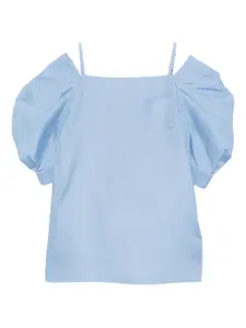 Платье с объемными рукавами SACAI, синий