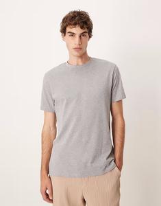 Футболка из плотной ткани с круглым вырезом серого меланжевого цвета Asos Design