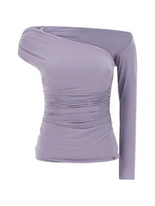 Асимметричный топ на одно плечо Elisabetta Franchi, фиолетовый