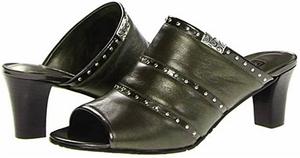 Teri Pewter Peep Toe Leather Heeled Sandal Brighton, Pewter