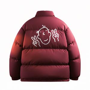 Пуховик Unisex с воротником стойкой утепленный HUANQIU, burgundy