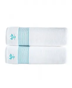 Комплект банных принадлежностей из турецкого хлопка, 2 предмета, с каймой в виде веревочной полосы Brooks Brothers, Sea Glass