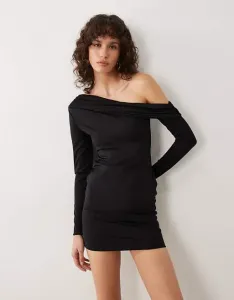 Черное облегающее платье мини с открытыми плечами и длинными рукавами Oh Polly