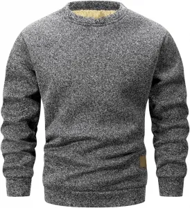 Мужской зимний свитер с длинным рукавом и круглым воротником