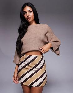 Мини-юбка ASOS DESIGN в коричневую полоску