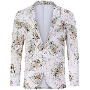 Мужской пиджак для рождественской вечеринки с принтом и шалью Clearflower, White Print
