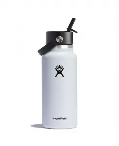 Бутылка объемом 0,9 л с широким горлышком и гибкой крышкой-соломинкой Hydro Flask, белый