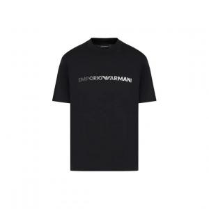 Футболка Pima Jersey с вышитым логотипом EMPORIO ARMANI, черный