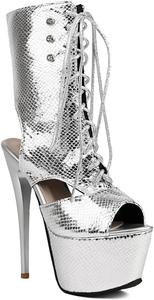 Женские ботильоны высокого качества, каблук 16,5 см, стиль моды, панк, готика, боковая молния, для вечеринок и клубов, подходят для длины стопы от 22,5 см до 28 см, большой размер EU35-EU46 / US5-US13 LYYSKY, Silver(Q3)