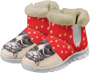 Женские зимние сапоги Jeiento, теплые сапоги для снега, на легкой подошве, против скольжения, с теплой фланелевой подкладкой, Cute Cat