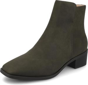 Женские ботильоны Journee Collection Cappri с квадратным носком, Olive/Suede
