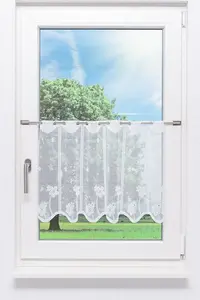 Штора для кафе - декоративные цветы (Ш x В) 163,2 см * 45 см, чисто-белый/белый Lysel