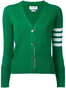 Кашемировый кардиган с V-образным вырезом THOM BROWNE, зеленый