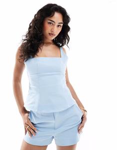 Топ, приталенный, с завязками на бретелях, синего цвета Asos Design