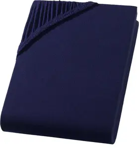 Простыня на резинке 180x200 см - 200x220 см - темно-синий / темно-синий - джерси, водяной матрас, пружинный блок, большой размер Müskaan