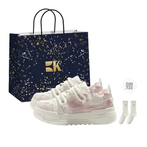 Женские нескользящие износостойкие низкие кроссовки для скейтбординга Boldi Kuki, Misty Blue (Shopping Bag-Comes With Socks)