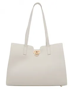 Светло-Бежевая кожаная сумка с золотистой фурнитурой Estro, бежевый