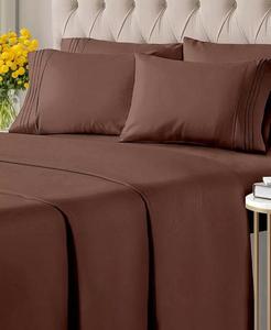 Комплект постельного белья из микрофибры из 6 предметов — Queen CGK Unlimited, коричневый