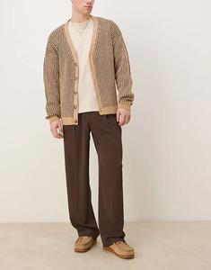 Элегантные широкие брюки со складкой спереди коричневого цвета ASOS DESIGN