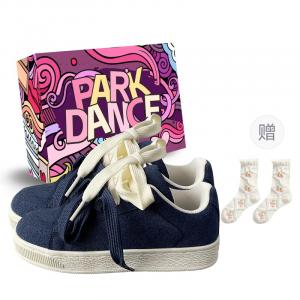 PARK DANCE Женские противоскользящие скейтерские кеды низкие фиолетово-голубые (коробка + носки в подарок), цвет Blue (Box+Gift Socks)