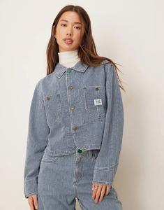 Укороченная куртка Lee x Crayola в синюю полоску в стиле железной дороги