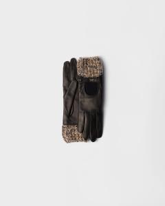 Перчатки из наппа и вязаного трикотажа меланж Prada, серый