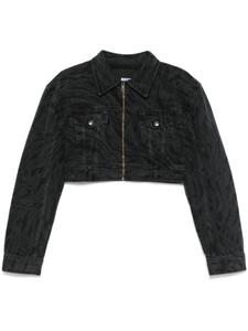 ROTATE BIRGER CHRISTENSEN джинсовая куртка с зебровым принтом, черный