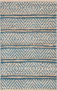 Ковер SAFAVIEH, 183 x 183 см, Cape Cod, Navy & Natural, ручной работы, геометрический полосатый, джут и хлопок, идеально для помещений с высокой проходимостью в гостиной, спальне (CAP845N)