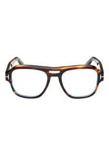 Очки с двойной перемычкой и деталями на шарнирах Tom Ford, коричневый