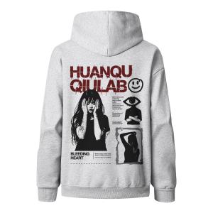 Толстовка Unisex Hooded Moderate Heavyweight HUANQIU, белый heather серый