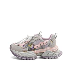 Rosa Bianca Низкие массивные кроссовки женские серебристо-розовые с овчинной стелькой, цвет Silver Pink (Sheepskin Insole)