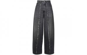 Футболка с рваными деталями и широкими штанинами MM6 Maison Margiela, черный