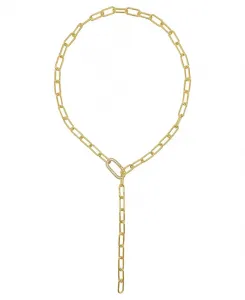 Женское ожерелье с Y-образным замком-лариатом и кристаллами, покрытое 14-каратным золотом Adornia, yellow