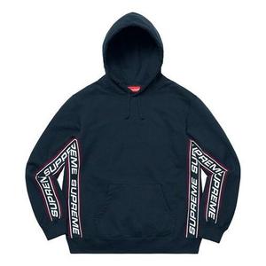 Толстовка fw19 week 3 text rib hooded sweatshirt Supreme, синий