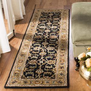 Ковер-дорожка SAFAVIEH, 69 x 305 см, Classic Collection, Black & Gold, ручной работы традиционный восточный из шерсти, идеален для помещений с высокой проходимостью в гостиной, спальне (CL758B)