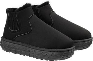 Женские замшевые плюшевые ботильоны Harssidanzar с искусственным мехом и подошвой EVA, зимние ботинки CL205US, Black