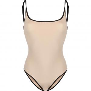 Полосатый купальник на тонких бретелях TOTEME, светло-бежевый