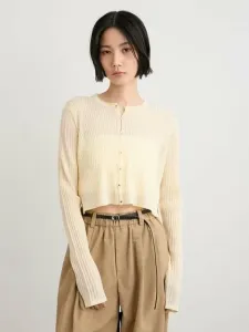 Кардиган из полупрозрачной ребристой вязки, созданный в сотрудничестве с Nuri Miesrohe, цвет Yel[032]