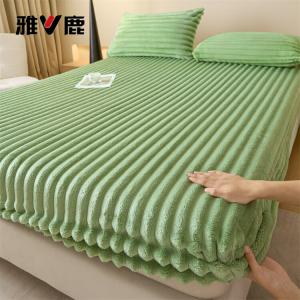 Yalu Простыня на резинке 90х200 см, вельвет, флис, утепленная, цвет Fruit Green