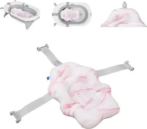 Подушка для ванны Baby Nubo, коврик для ванны, пластиковые зажимы для ванны с рождения, розовый, белый Kikkaboo