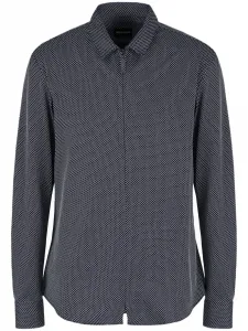 Рубашка на молнии с геометричным узором GIORGIO ARMANI, синий