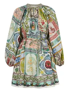 Мини-платье с принтом Tommasina ALEMAIS, зеленый