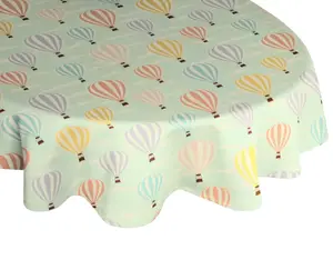 Скатерть Адам "Воздушные шары", (1 шт.), GOTS органическая, сертифицирована CERES 0242, для детей Adam 220х130 см, зеленый