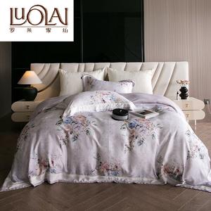 LUOLAI HOME Простыня 200 см, 100% бамбуковое волокно, цвет бежево-фиолетовый