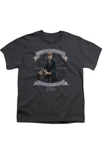 Фантастические твари: Футболка с коротким рукавом для детей Newt Scamander Gildan, Charcoal
