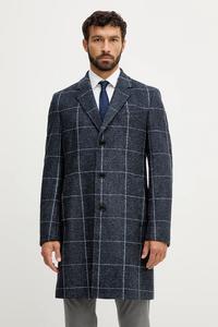 Шерстяное пальто Boss, темно-синий