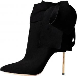 Женские ботильоны YDN с узлом, ремешком на щиколотке, бантиками, металлическим шпилькой, высокие каблуки, зауженный носок, для вечеринок, свиданий и выпускного, размеры US 4-16, Black