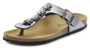 Шлепанцы LASCANA, босоножки, мюли с модной аппликацией и пробковой стелькой, антрацит